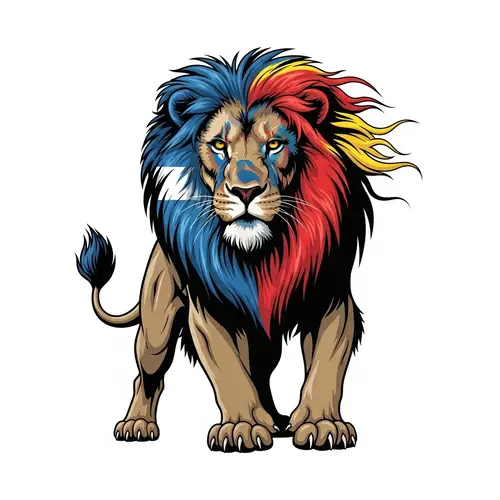 Majestic Lion with Patriotic Mane | Fierce & Dominant Symbol