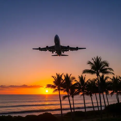 Tropical Sunset Flight Over Vast Sea