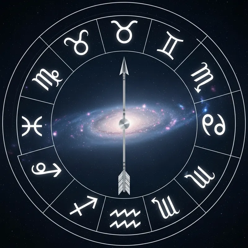 Zodiac Signs Circle with Central Arrow
