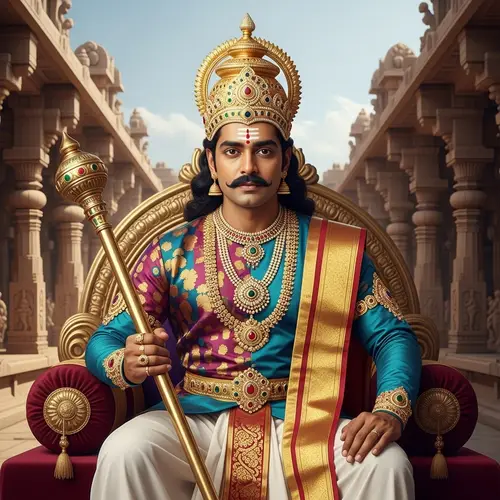 Historical Tamil King: Regal Depiction in Traditional Attire
