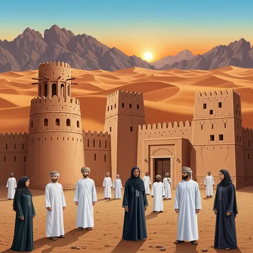 Vibrant Middle Eastern Landscape in Oman | Sunset over Mountains and Sand Dunes