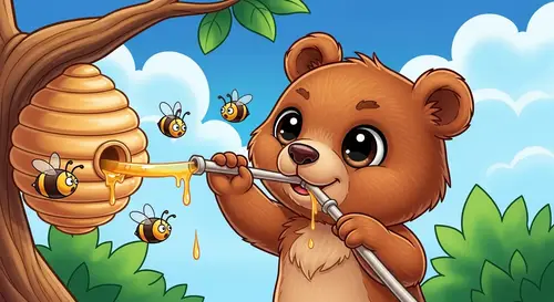 Adorable Brown Bear Stealing Honey | Cell Shading Style