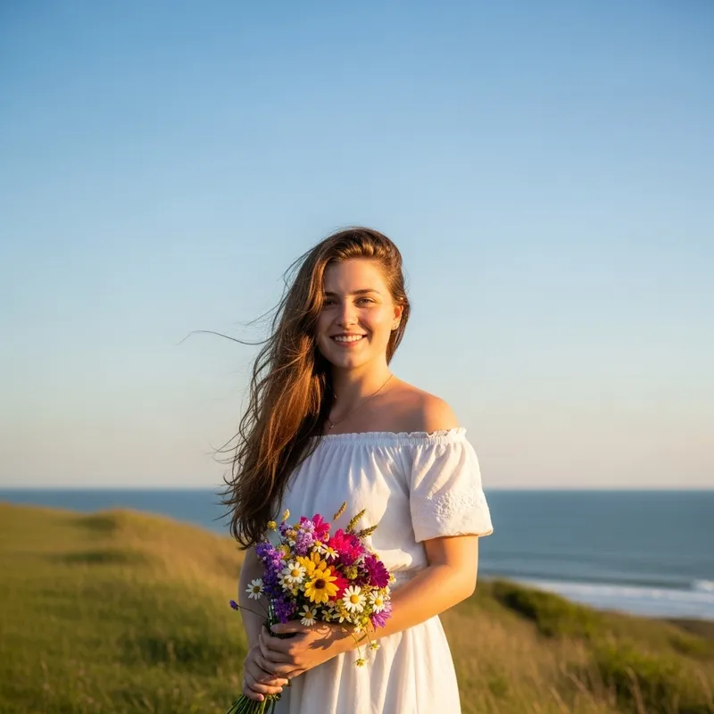 Beautiful Caucasian Woman in White Dress Beautiful Caucasian Woman in White Dress