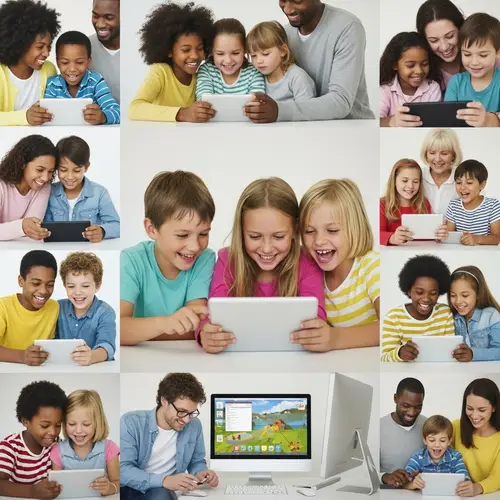 Multiracial Children Enjoying Technology Playtime - Inclusive & Joyful