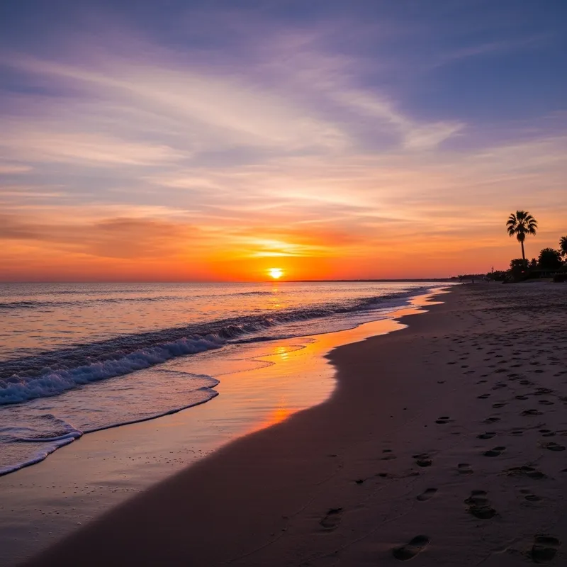 Serene Beach Sunset - Minimalist Beauty