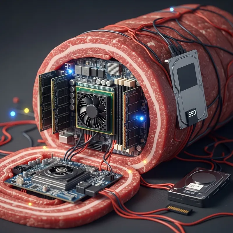 Tech Meets Flavor: Computer Components Inside a Meat Roll for Delightful Durums