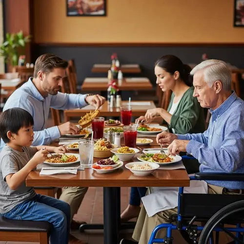 Multicultural Restaurant Scene: Diverse Diners Enjoy Meals