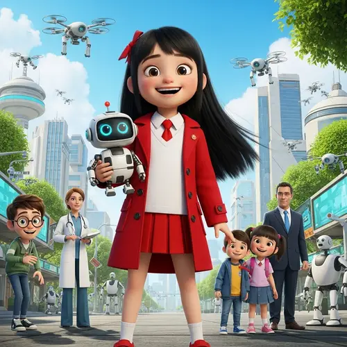 Futuristic Movie Poster Design Featuring Mini Robot