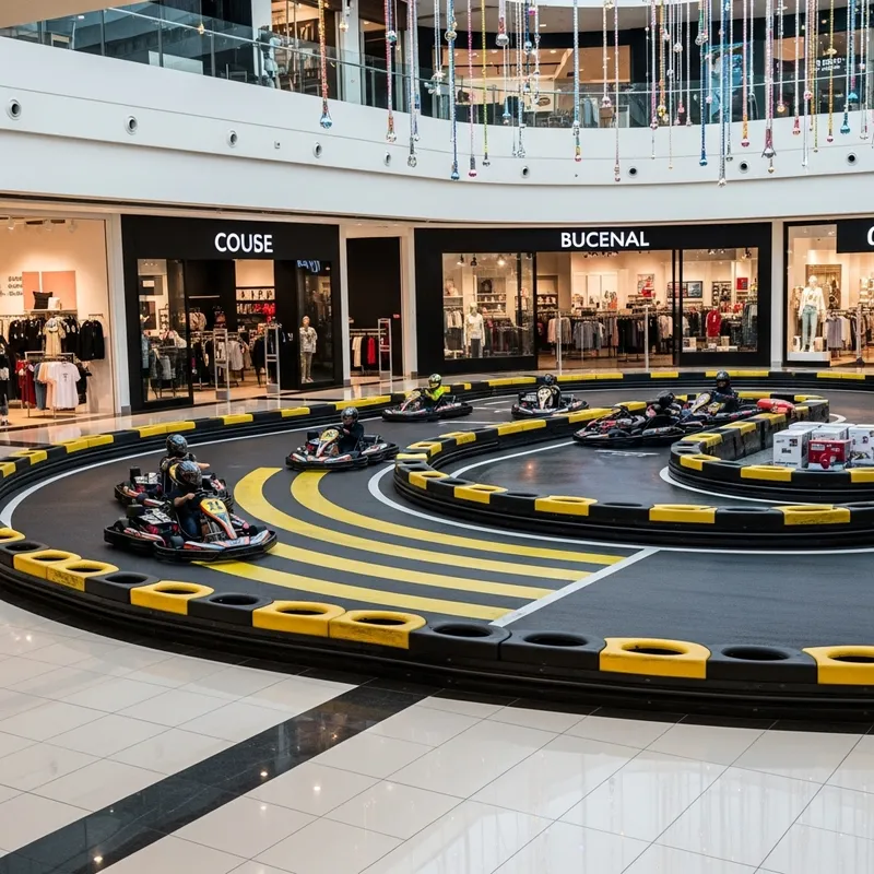 Yellow and Black Indoor Go-Karting Track in Mall | Exciting Racing Experience