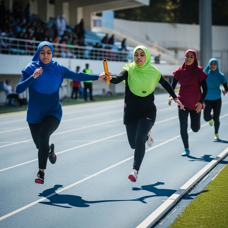 Muslim Women Athletes in Hijabs Sporting