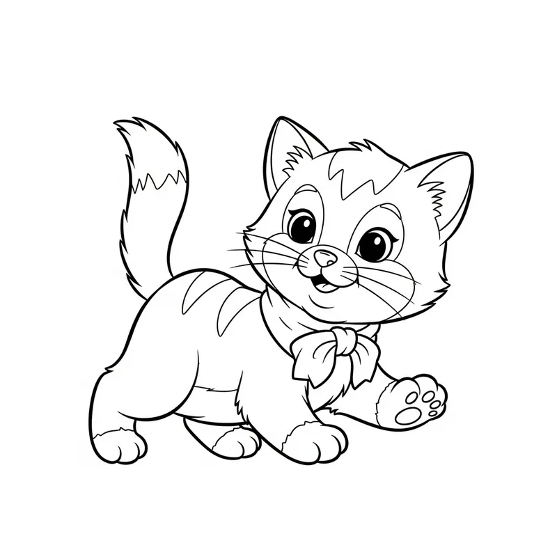 Classic Playful Kitten Coloring Book Illustration
