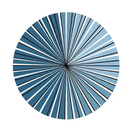 Minimalist Geometric Circle Design with Black Lines and Blue Shaded Areas