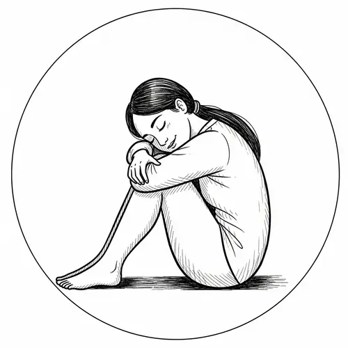 Minimalist Profile Sketch of Person Sitting and Smiling