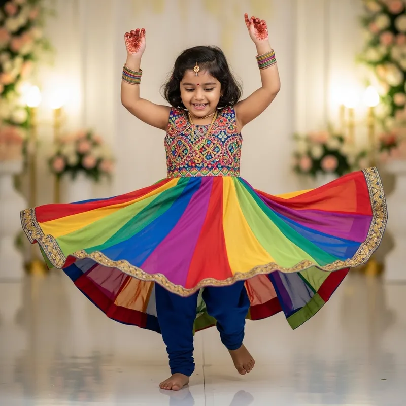Small Girl Dancing in Traditional Attire
