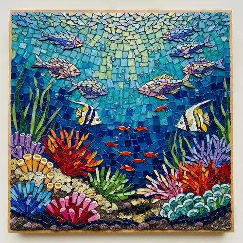 Stunning Underwater Glass Mosaic Art - Oceanic Masterpiece