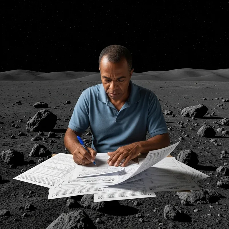 Cuban Man Doing Taxes on the Moon - Focused Task | Website