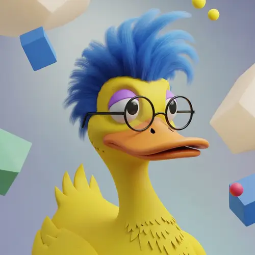 Duck with Glasses and Blue Hair - 3D Animation Style