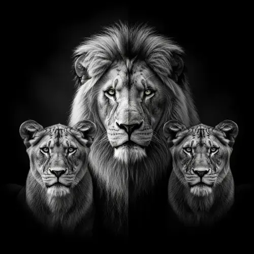 Majestic Lion & Lionesses in Monochrome