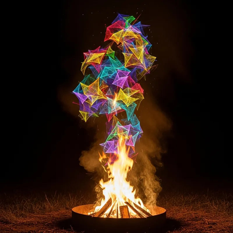 Vivid Campfire Smoke Transforms into Geometric Fractal