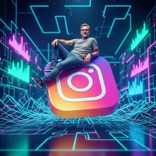 Middle-aged Man Sitting on Instagram 3D Icon