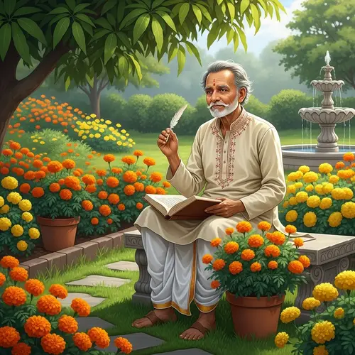 Bhavani Prasad Mishra - Fictional Poet in Traditional Indian Attire