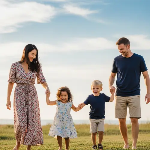 Happy Family Enjoying a Beautiful Day Together