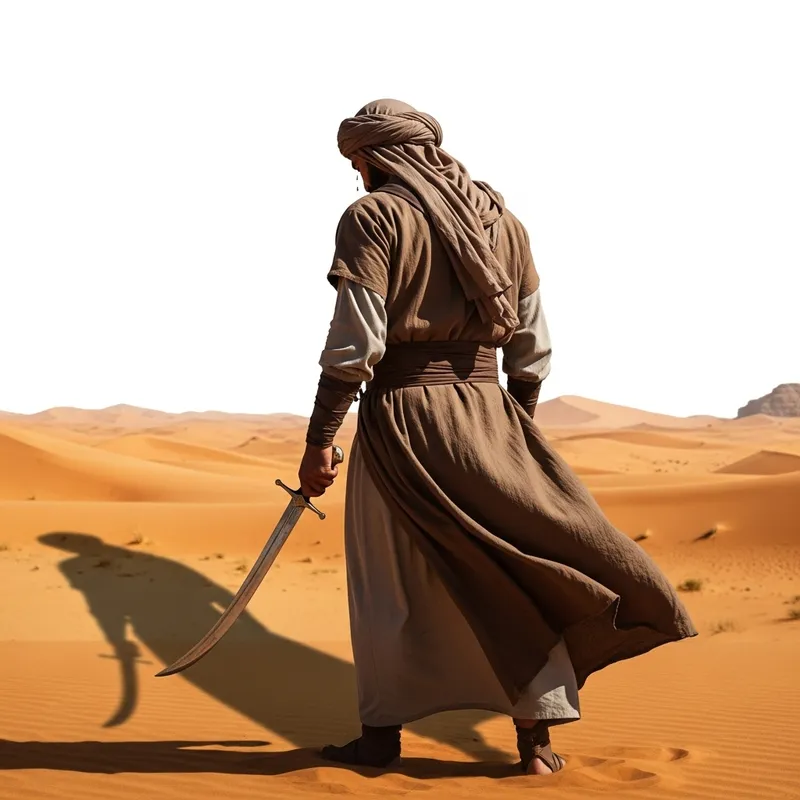 Weeping Soldier with Sword - Ancient Middle-Eastern Scene