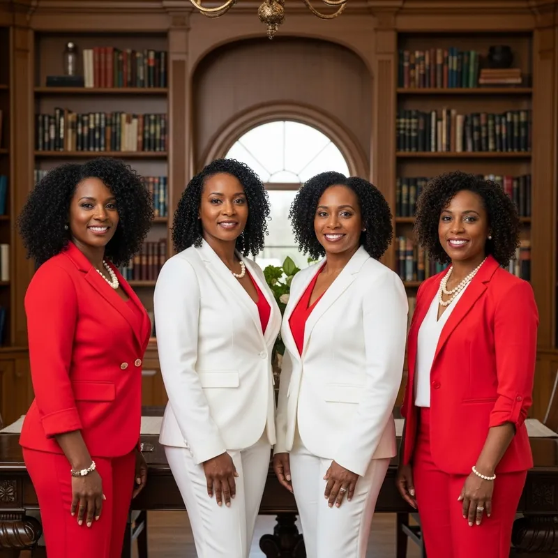 Empowered Black Women in Elegant Library Setting