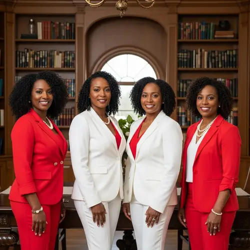 Empowered Black Women in Elegant Library Setting