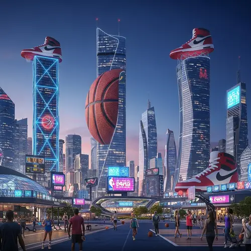 Futuristic Basketball Themed City Skyline | Urban Hoop Dreams