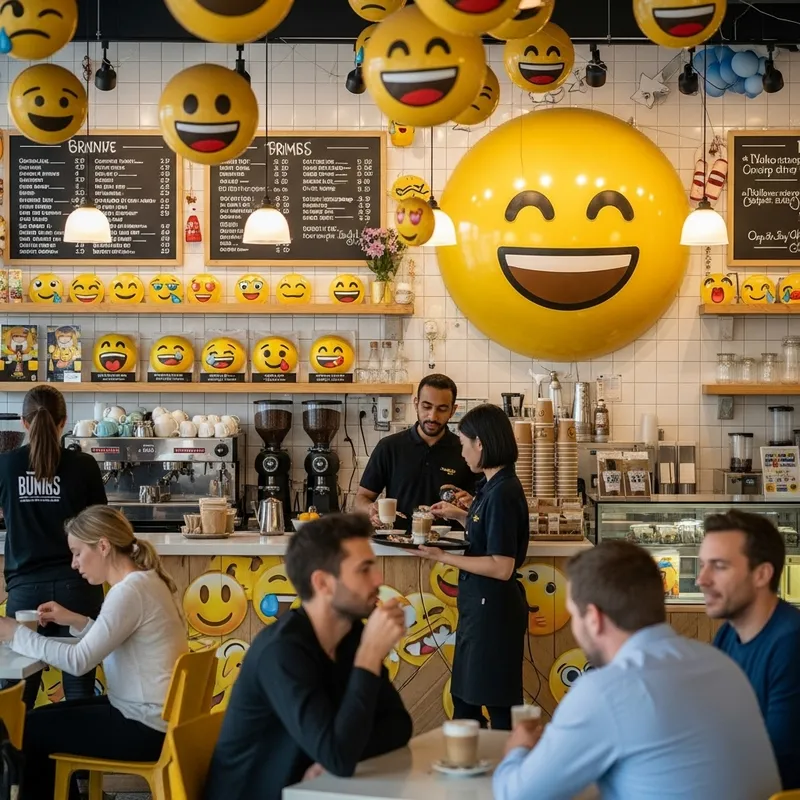 Emoji Cafe: Joyful Atmosphere & Smiling Emojis
