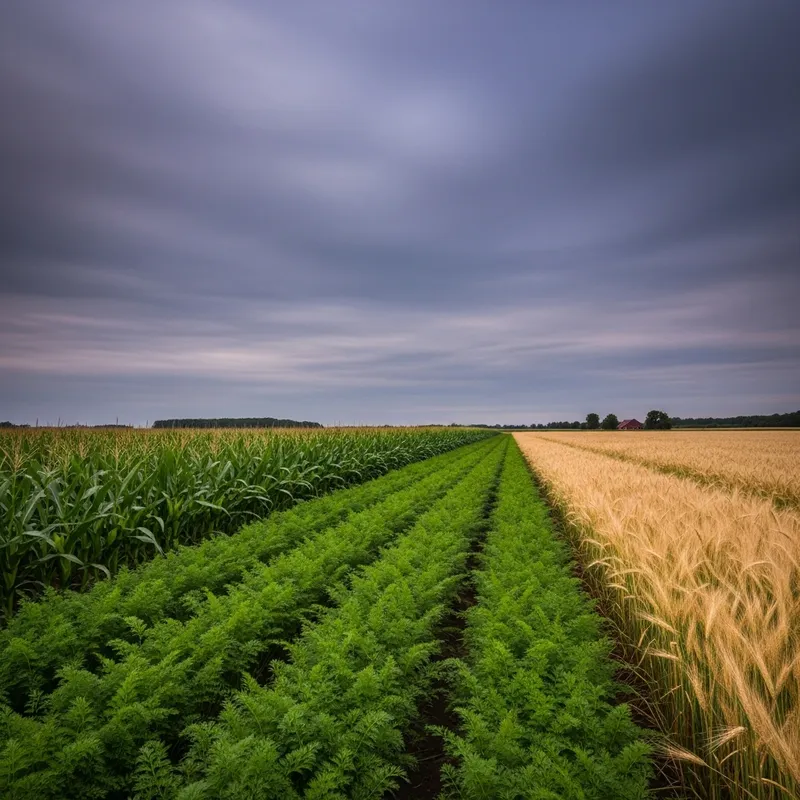 Mystical Crops Field Beneath Overcast Sky