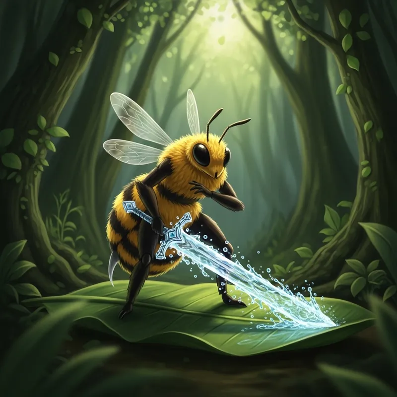 Swordsbee with Magical Water Sword - Mythical Creature