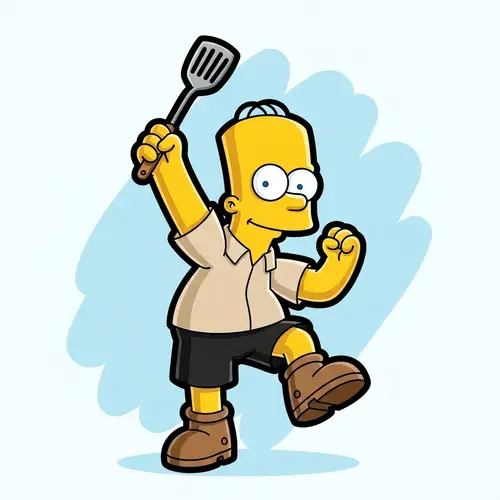 Playful Cartoon Character with Spatula