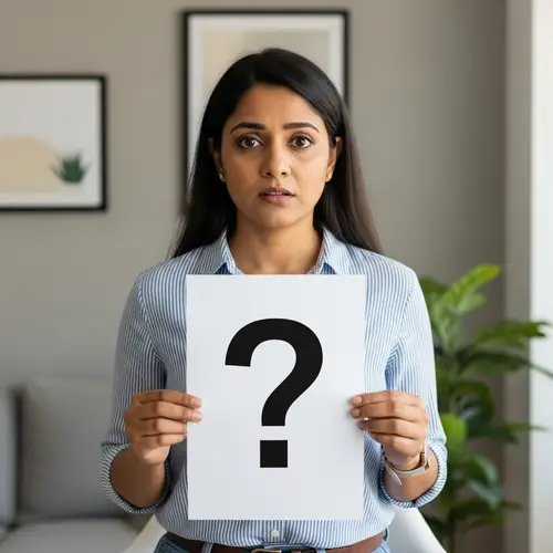 Curious Woman Holding Question Mark - Uncertainty Explained