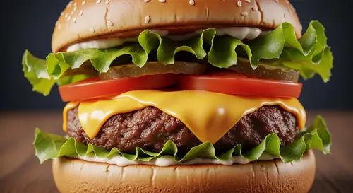 Delectable Cheeseburger: Gourmet Patty with Melted Cheese & Fresh Veggies