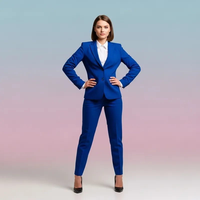 Stylish Woman in Blue Suit - Confidence & Elegance