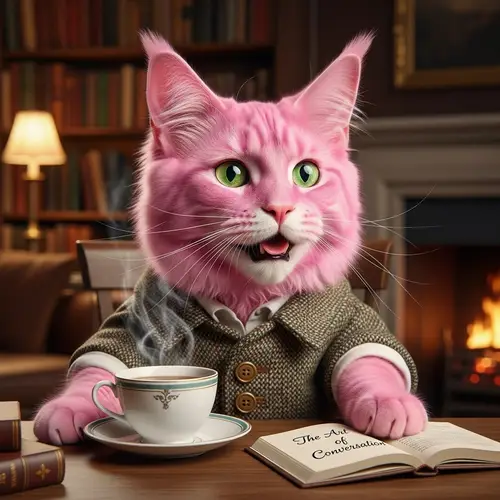 Pink-Furred Talking Cat - Knowledgeable & Unique Pet