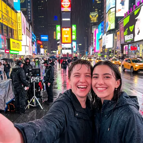 Candid Times Square Selfie: NYC at Night