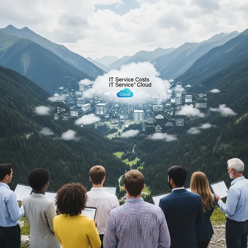IT Managers Monitoring Cloud Service Costs from Mountain Summit