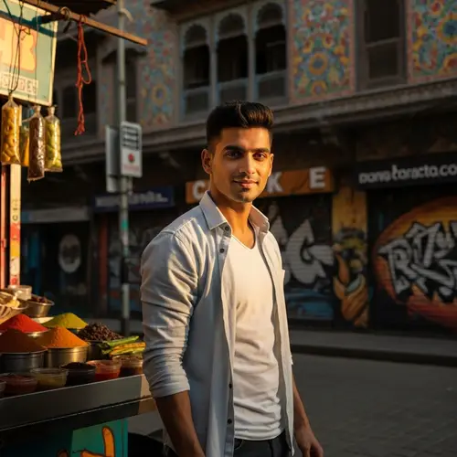 South Asian Boy with Dark Hair and Bright Eyes | Vibrant Cultural Setting