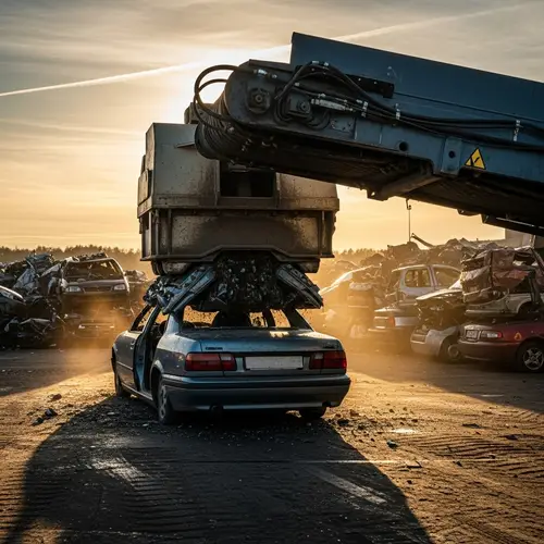 Automobile Scrap Yard: Crushing Vehicles | Industry Cycle Symbol