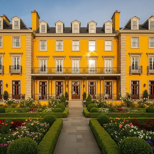 Grand Yellow House with Balcony - Luxurious Hotel-Like Architecture