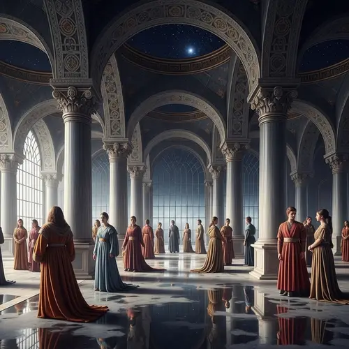 Stunning Hall of Mirrors with Celestial Background