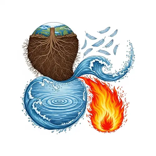 Primal Elements Art: Earth, Water, Air, Fire - Harmony Design