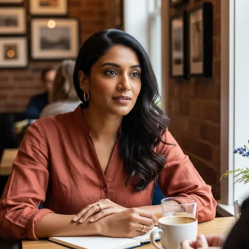 South Asian Woman Engaging in Conversation