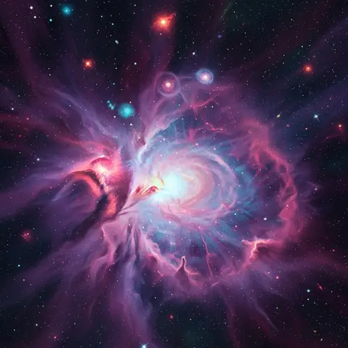 Celestial Nebula Oil Painting | Swirls of Vibrant Colors