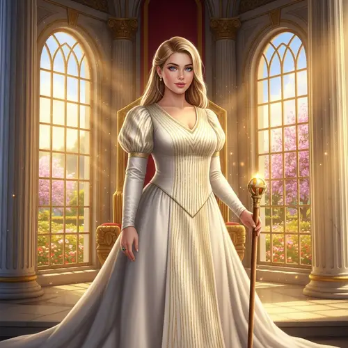 Elegant Caucasian Woman in Stunning White Gown