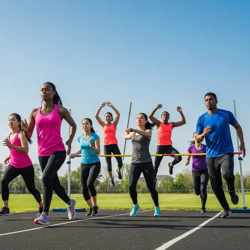 Diverse Co-ed Track and Field Team in Action