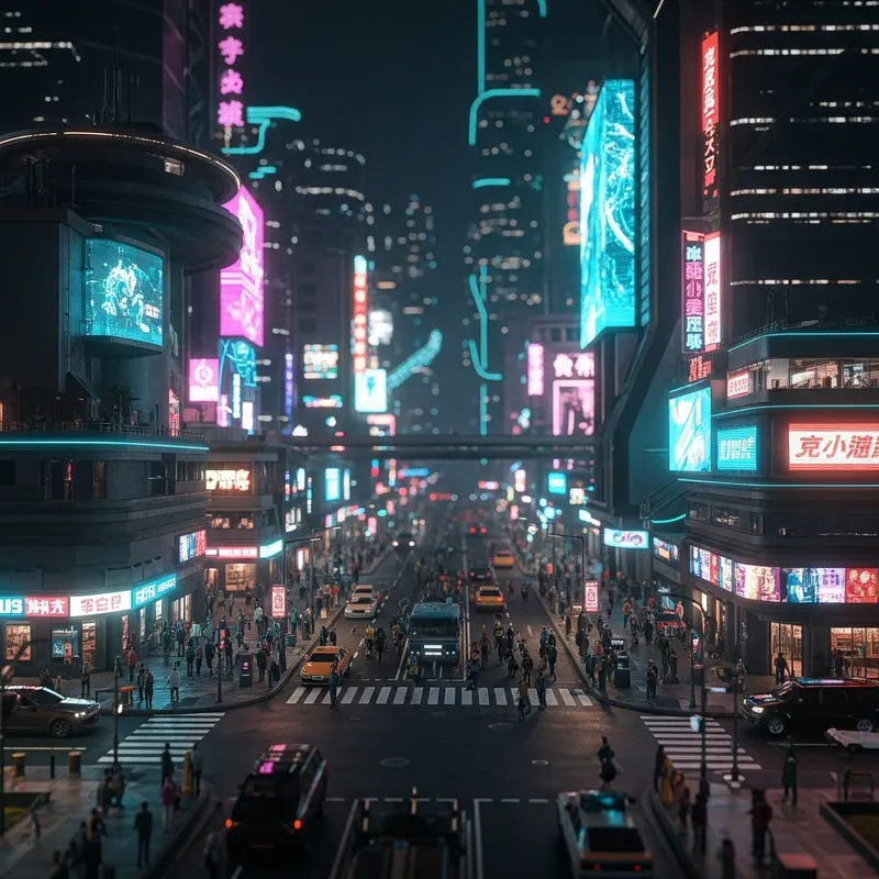 Futuristic Cyberpunk Cityscape | Neon Lights & Dystopian Vibes
